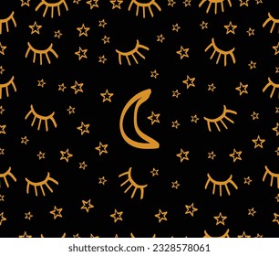 design seamless pattern style at night eyes closed