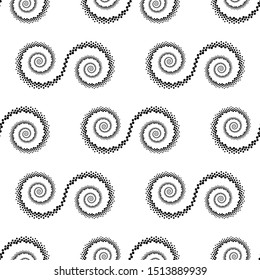 Design seamless spiral dots backdrop. Abstract monochrome background. Vector-art illustration. No gradient