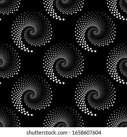 Diseño de puntos de espiral sin fisuras en segundo plano. Fondo monocromo abstracto. Ilustración vectorial-art. Sin degradado