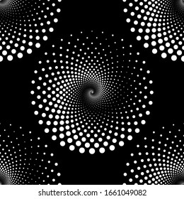 Diseño de puntos de espiral sin fisuras en segundo plano. Fondo monocromo abstracto. Ilustración vectorial-art. Sin degradado