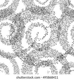 Design seamless spiral dots pattern. Abstract monochrome background. Vector art. 