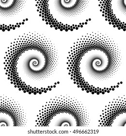Design seamless spiral dots pattern. Abstract monochrome background. Vector art. No gradient