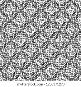 Design seamless spiral pattern. Abstract monochrome background. Vector art. No gradient