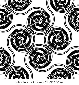 Design seamless spiral pattern. Abstract monochrome background. Vector art. No gradient