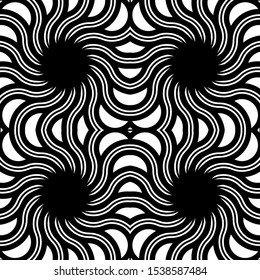Design seamless spiral twisted backdrop. Abstract monochrome decorative background. Vector art