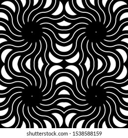 Design seamless spiral twisted backdrop. Abstract monochrome decorative background. Vector art