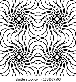 Design seamless spiral twisted backdrop. Abstract monochrome decorative background. Vector art