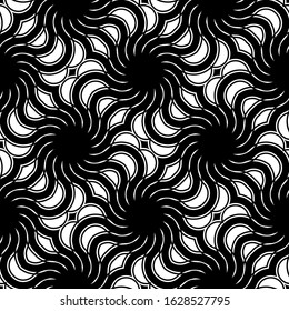 Design seamless spiral twisted backdrop. Abstract monochrome decorative background. Vector art