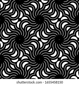 Diseño de fondo retorcido en espiral sin fisuras. Fondo decorativo monocromo abstracto. Arte vectorial