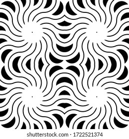 Diseño de fondo retorcido en espiral sin fisuras. Fondo decorativo monocromo abstracto. Arte vectorial