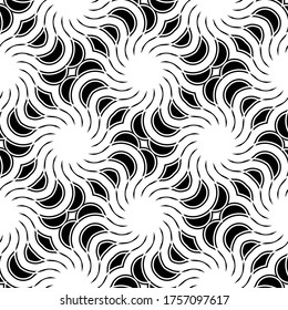 Design seamless spiral twisted backdrop. Abstract monochrome decorative background. Vector art