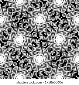 Design seamless spiral twisted backdrop. Abstract monochrome decorative background. Vector art