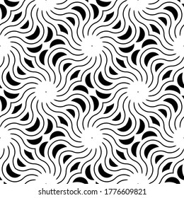 Design seamless spiral twisted backdrop. Abstract monochrome decorative background. Vector art