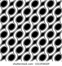 Design seamless spiral twisted pattern. Abstract monochrome ellipse background. Vector art