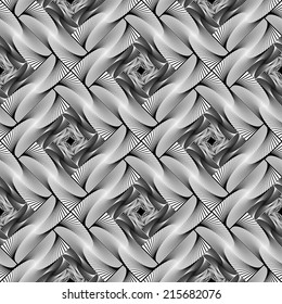 Design seamless square diamond geometric pattern. Abstract monochrome waving lines background. Speckled texture. Vector art