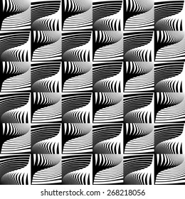 Design seamless striped decorative pattern. Abstract monochrome diagonal waving lines background. Vector art. No gradient