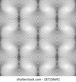 Design seamless striped ellipse geometric pattern. Abstract monochrome lines background. Speckled texture. Vector art