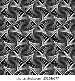 Design seamless striped geometric pattern. Abstract monochrome waving lines background. Speckled texture. Vector art