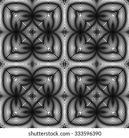 Design seamless striped geometric pattern. Abstract monochrome waving lines background. Vector art. No gradient