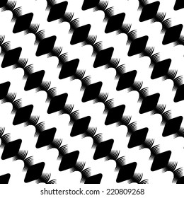 Design seamless stripy diamond zigzag pattern. Abstract monochrome waving lines background. Vector art