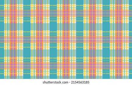 The design is a seamless tartan plaid. A black, brown, and orange checkered fabric texture print. Rug texture pattern in Ikat fabric style. Print, textile, and digital background design elements.