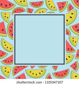 Design of a seamless texture with watermelons and melons. Vector.