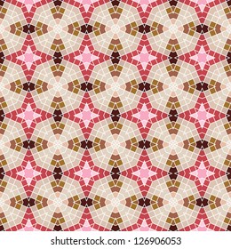 Design for seamless tiles with geometric lines and squares in pink, beige, green, brown