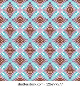 Design for seamless tiles with geometric lines and squares in blue, brown, purple
