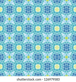 Design for seamless tiles with geometric lines and squares in blue, green