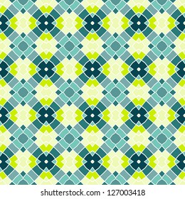 Design for seamless tiles with geometric lines and squares in green, yellow, beige