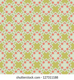 Design for seamless tiles with geometric lines and squares in pink, yellow, green, brown