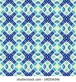 Design for seamless tiles with geometric lines and squares in blue, green