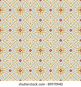 Design for seamless tiles with geometric lines and squares in grey, brown, oker