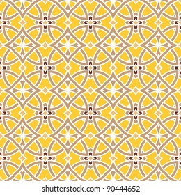 Design for seamless tiles with geometric lines and squares in brown, yellow