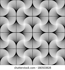 Design seamless twirl movement striped geometric pattern. Abstract monochrome waving lines background. Speckled texture. Vector art