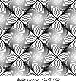 Design seamless twirl movement striped geometric pattern. Abstract monochrome waving lines background. Speckled texture. Vector art