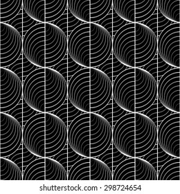 Design seamless uncolored circle lines pattern. Abstract grid textured background. Vector art. No gradient