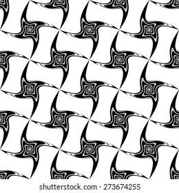 Design seamless vortex movement pattern. Abstract monochrome twisted background. Vector art. No gradient