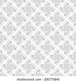 Design seamless vortex movement strip geometric pattern. Abstract monochrome waving lines background. Speckled texture. Vector art