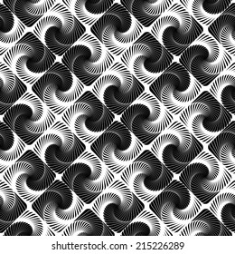 Design seamless vortex movement strip geometric pattern. Abstract monochrome waving lines background. Speckled texture. Vector art