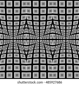 Design seamless warped geometric pattern. Abstract monochrome background. Vector art. No gradient