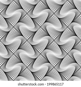 Design seamless wave geometric pattern. Abstract monochrome decorative background. Speckled texture. Vector art