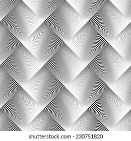 Design seamless wave geometric pattern. Abstract monochrome diamond background. Vector art. No gradient