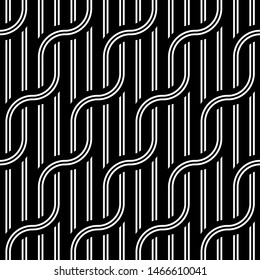 Design seamless waving pattern. Abstract monochrome interlaced background. Vector art