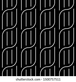 Design seamless waving pattern. Abstract monochrome interlaced background. Vector art