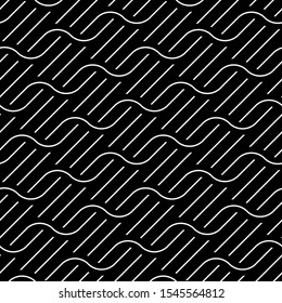Design seamless waving pattern. Abstract monochrome interlaced background. Vector art