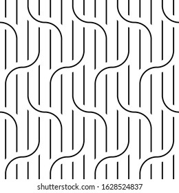 Design seamless waving pattern. Abstract monochrome interlaced background. Vector art