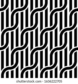 Design seamless waving pattern. Abstract monochrome interlaced background. Vector art