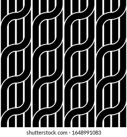 Design seamless waving pattern. Abstract monochrome interlaced background. Vector art