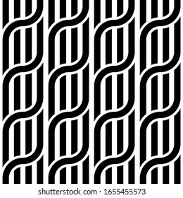 Design seamless waving pattern. Abstract monochrome interlaced background. Vector art